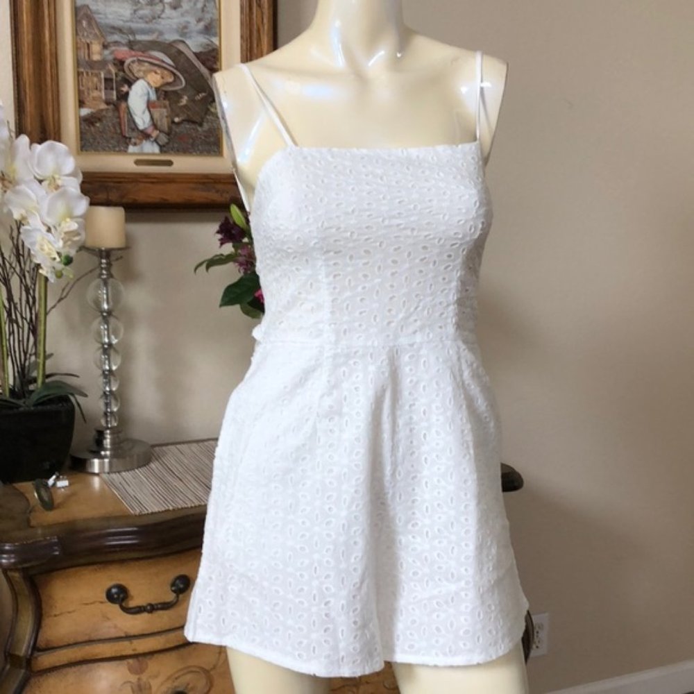 LF Mint Vanilla white eyelet romper, size 8